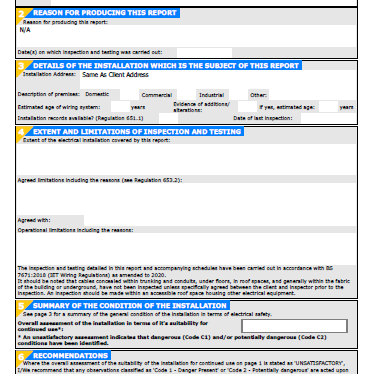 EICR Blank EICR Report